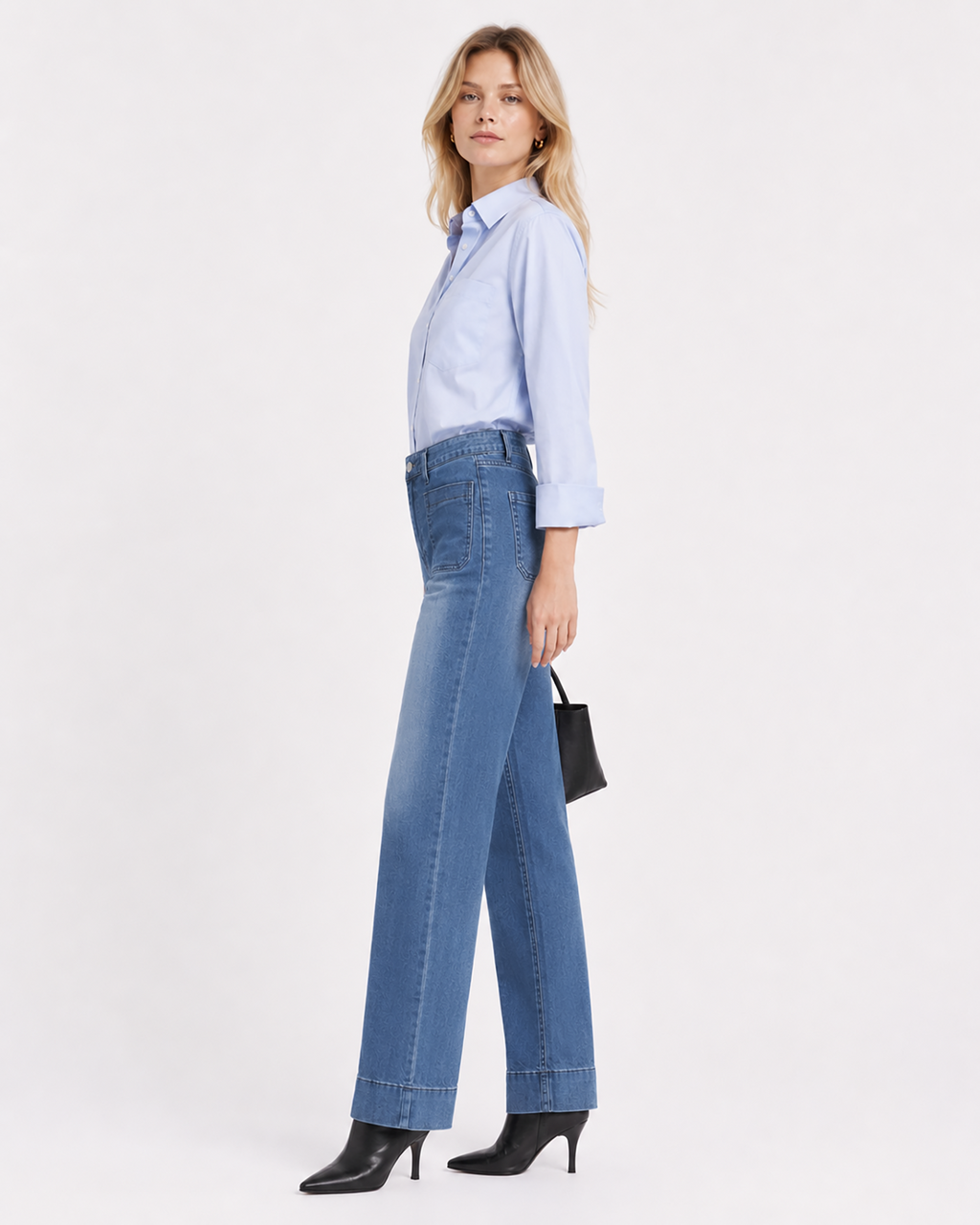 Tall Women's High Waist Wide Leg Jeans 32/34 Inseam