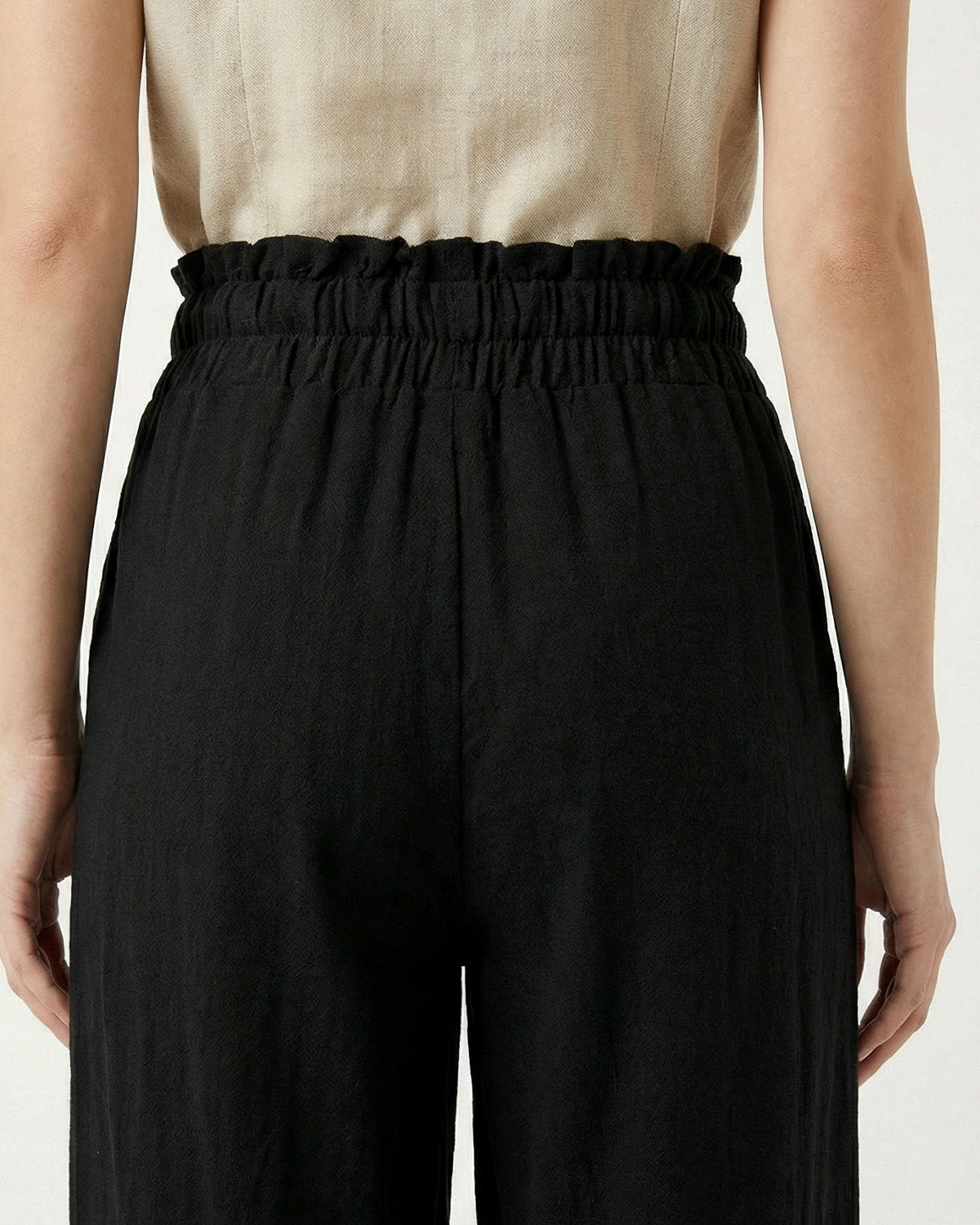 Tall Women's Paperbag Waist Linen Wide Leg Pants