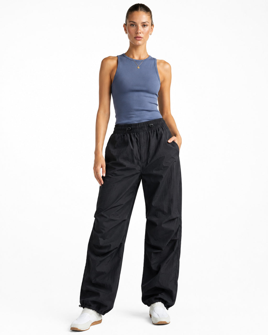 Tall Women's Baggy Parachute Pants with Adjustable Hem
