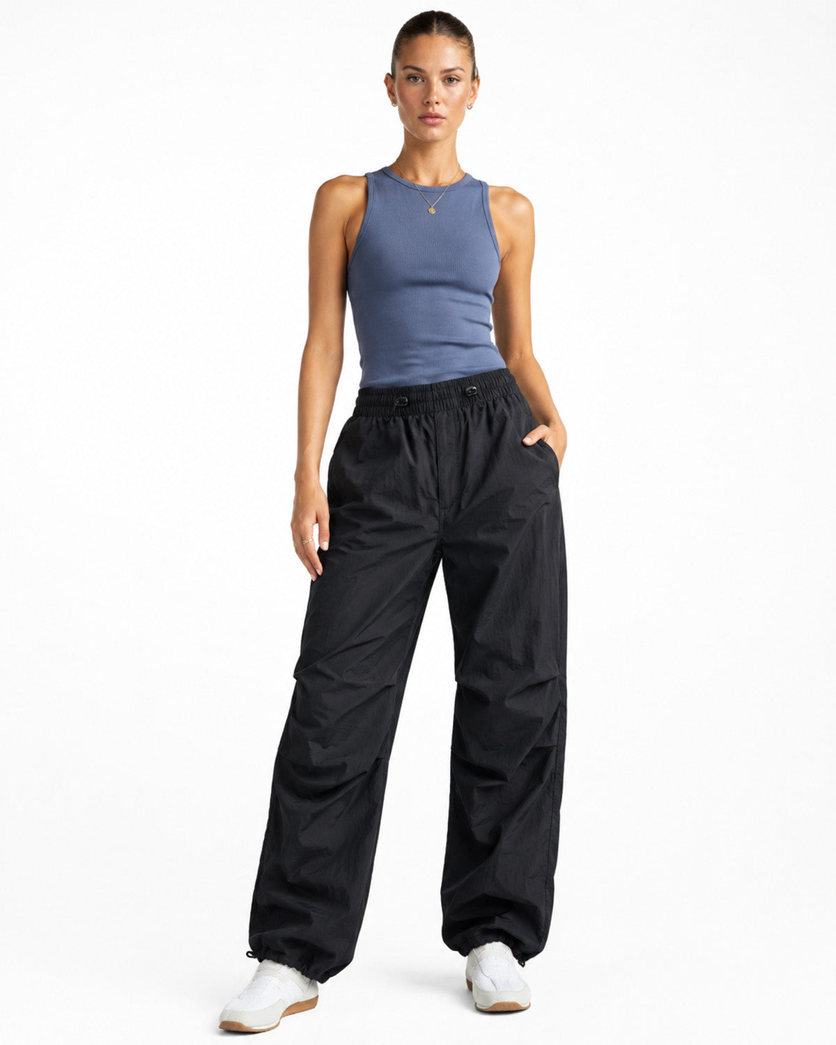 Tall Women's Baggy Parachute Pants with Adjustable Hem