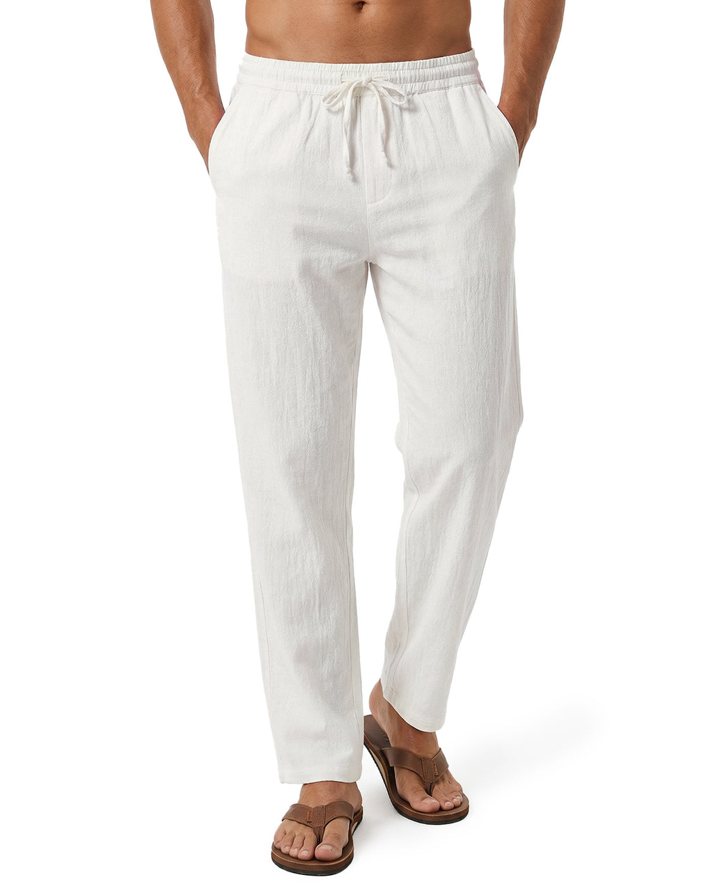 Tall Men's Linen Pants Straight Leg Relaxed Fit