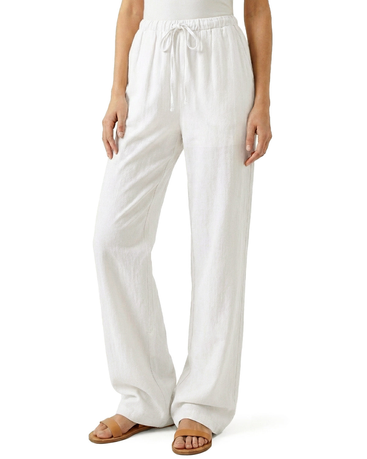 Tall Women's Drawstring Straight Leg Linen Pants
