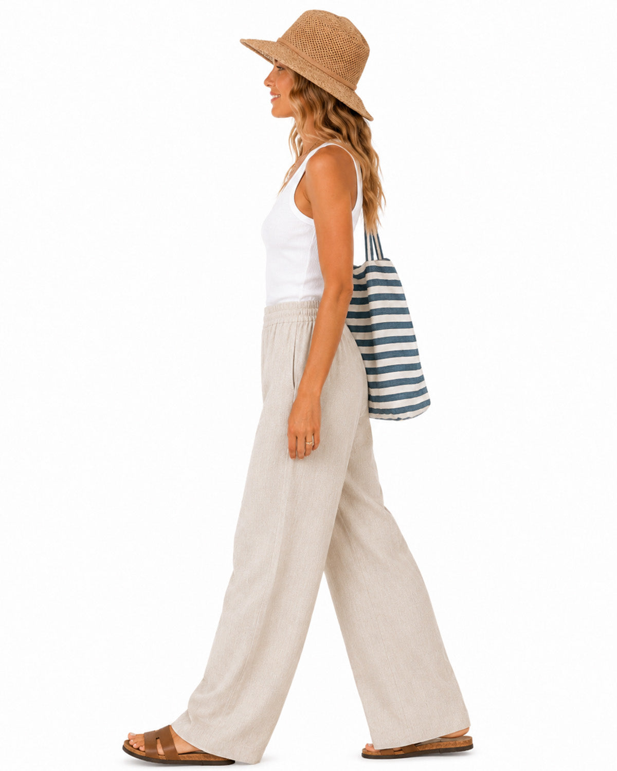Women’s Tall Linen Wide Leg Pants with Pockets