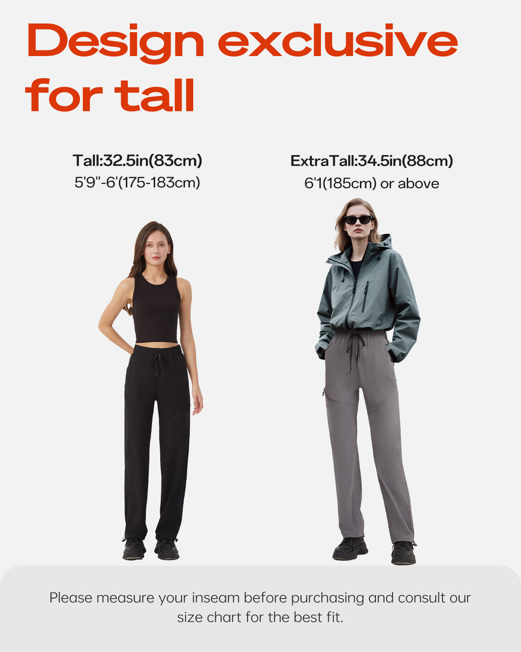 Tall Women's Quick Dry Hiking Pants with Zipper Pockets
