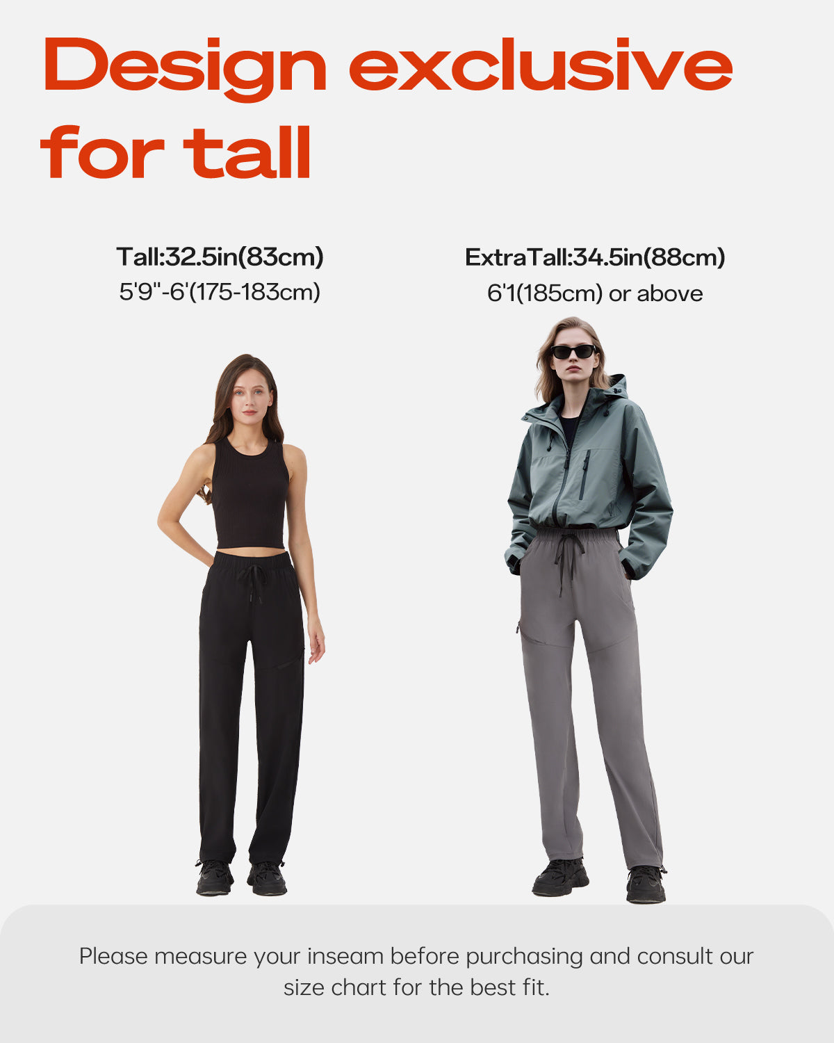 Tall Women's Quick Dry Hiking Pants with Zipper Pockets
