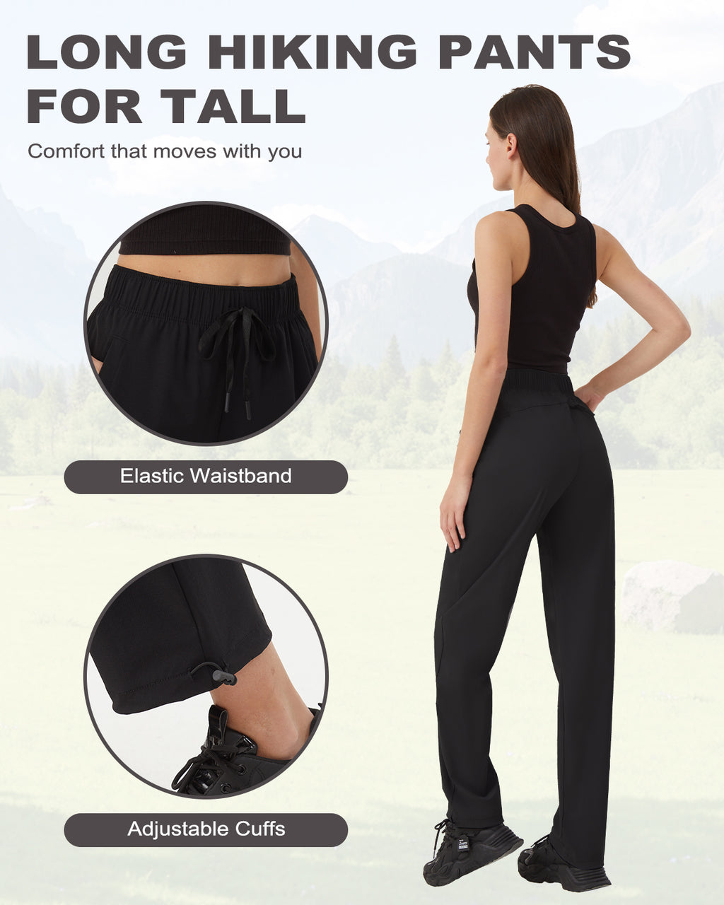 Tall Women's Quick Dry Hiking Pants with Zipper Pockets