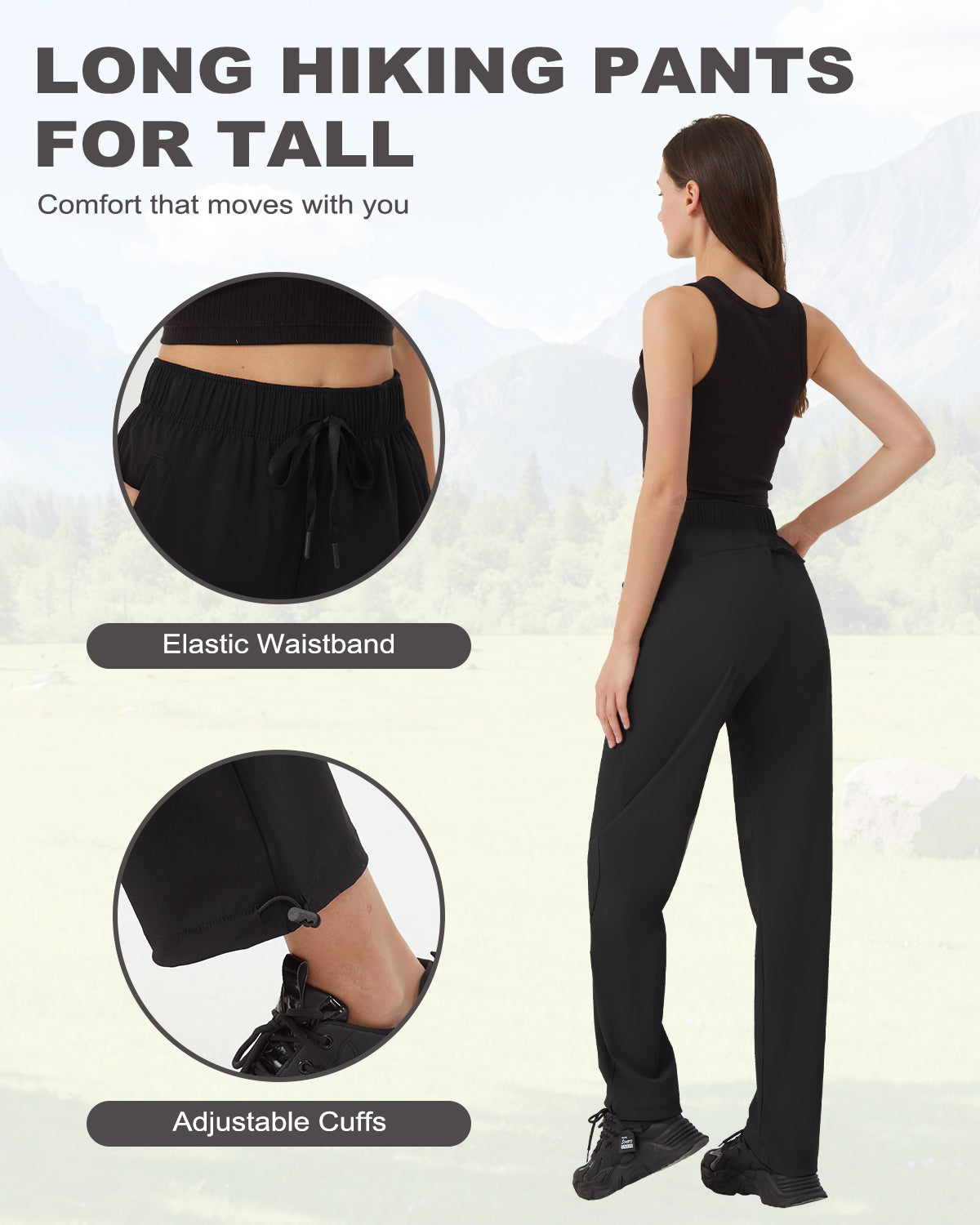Tall Women's Quick Dry Hiking Pants with Zipper Pockets