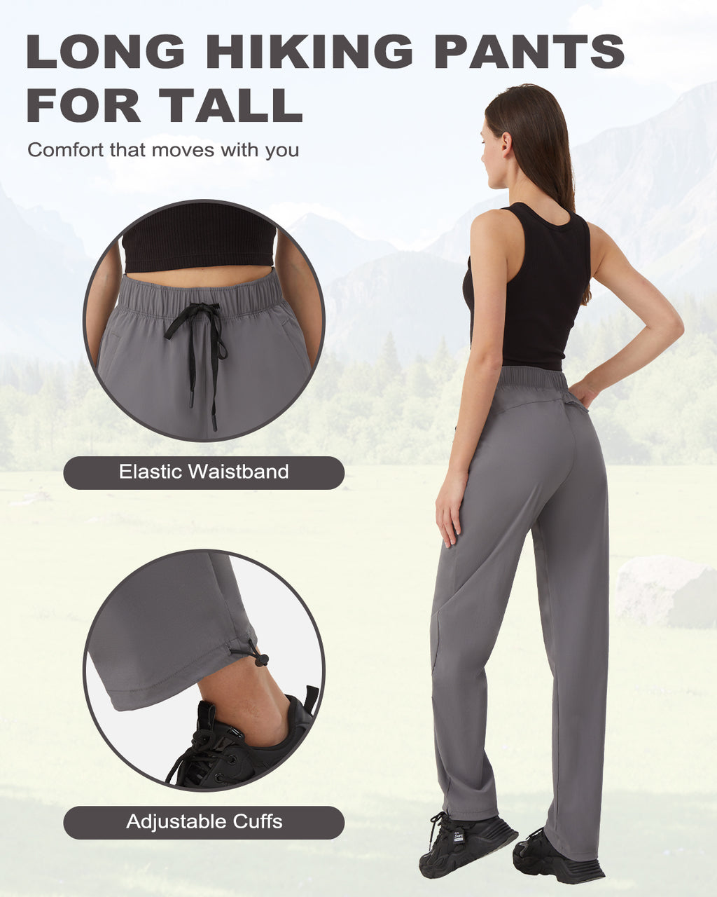 Tall Women's Quick Dry Hiking Pants with Zipper Pockets