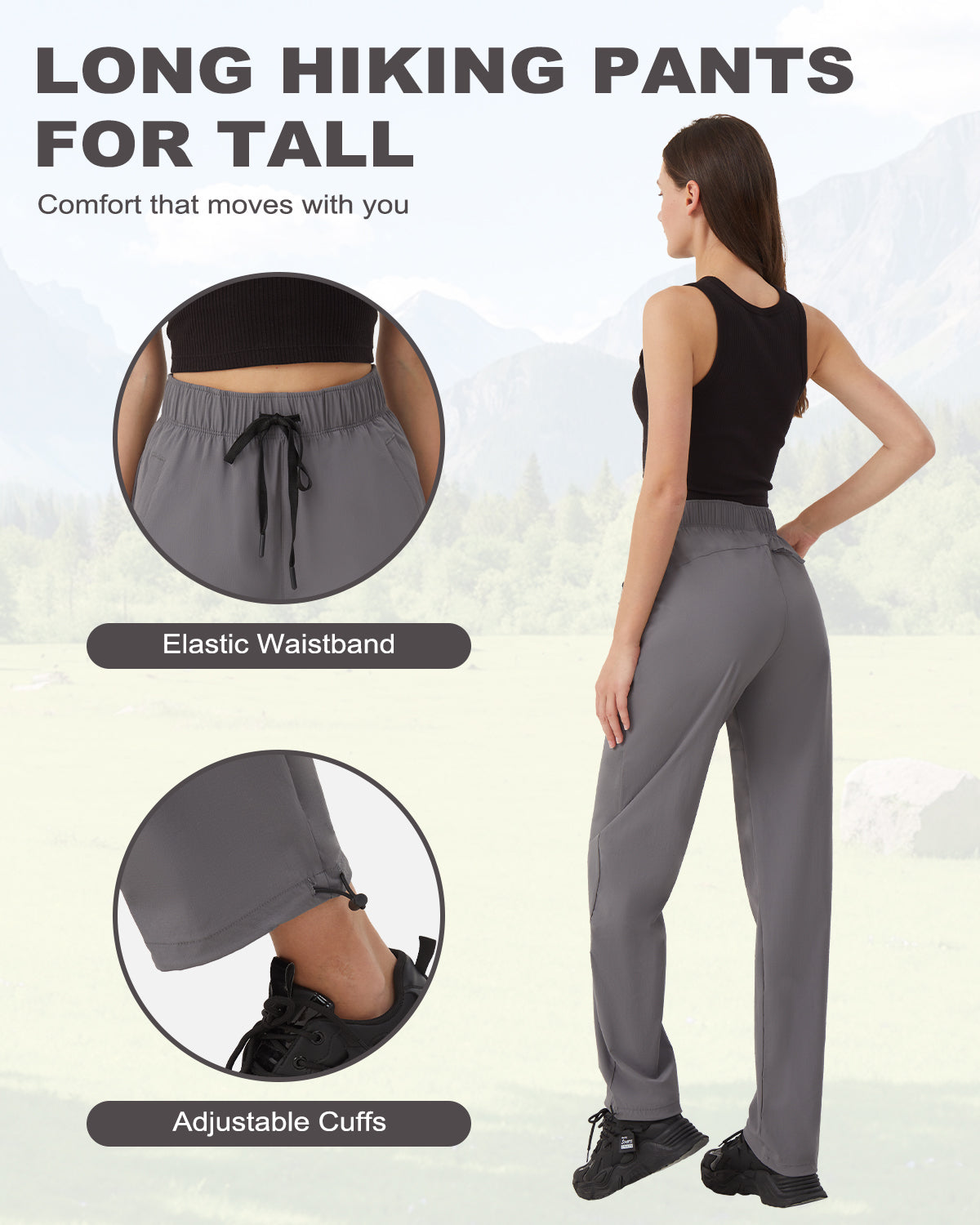 Tall Women's Quick Dry Hiking Pants with Zipper Pockets