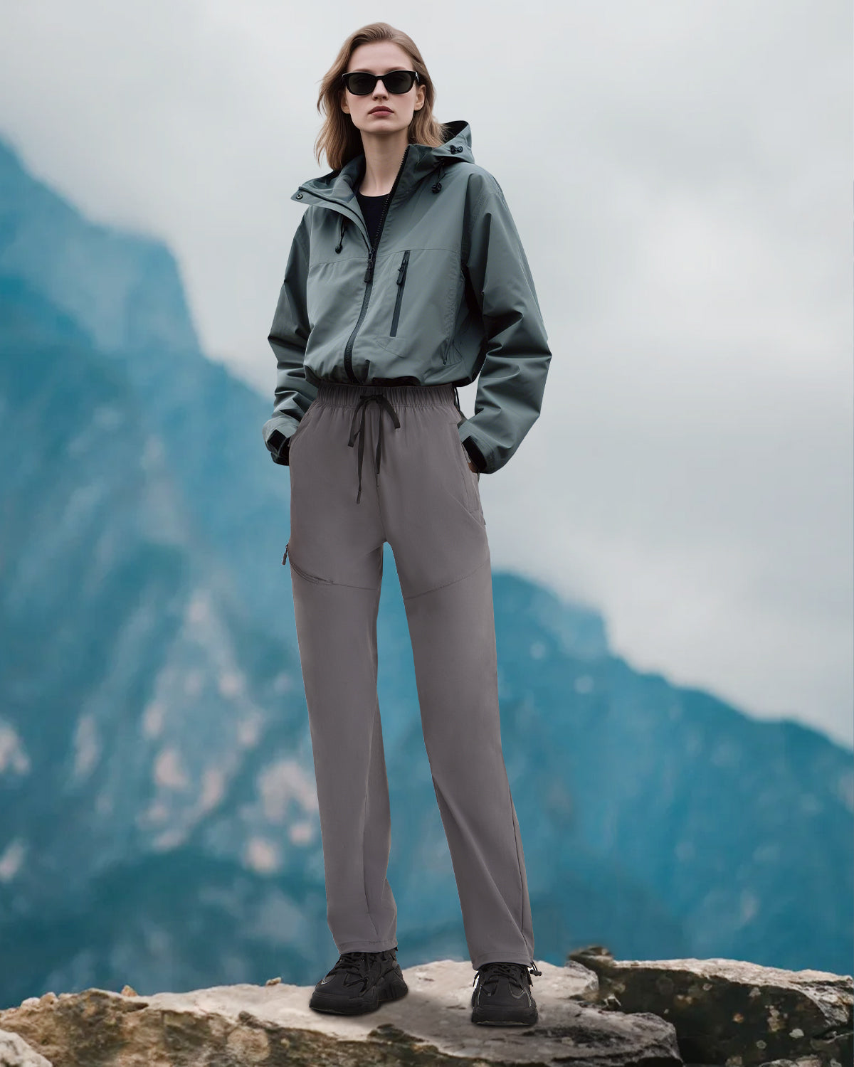 Tall Women's Quick Dry Hiking Pants with Zipper Pockets