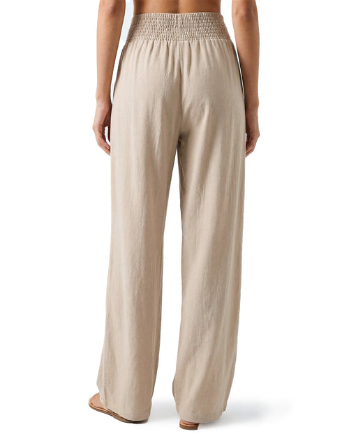 Tall Women's Cotton Smocked Waist Wide Leg Pants