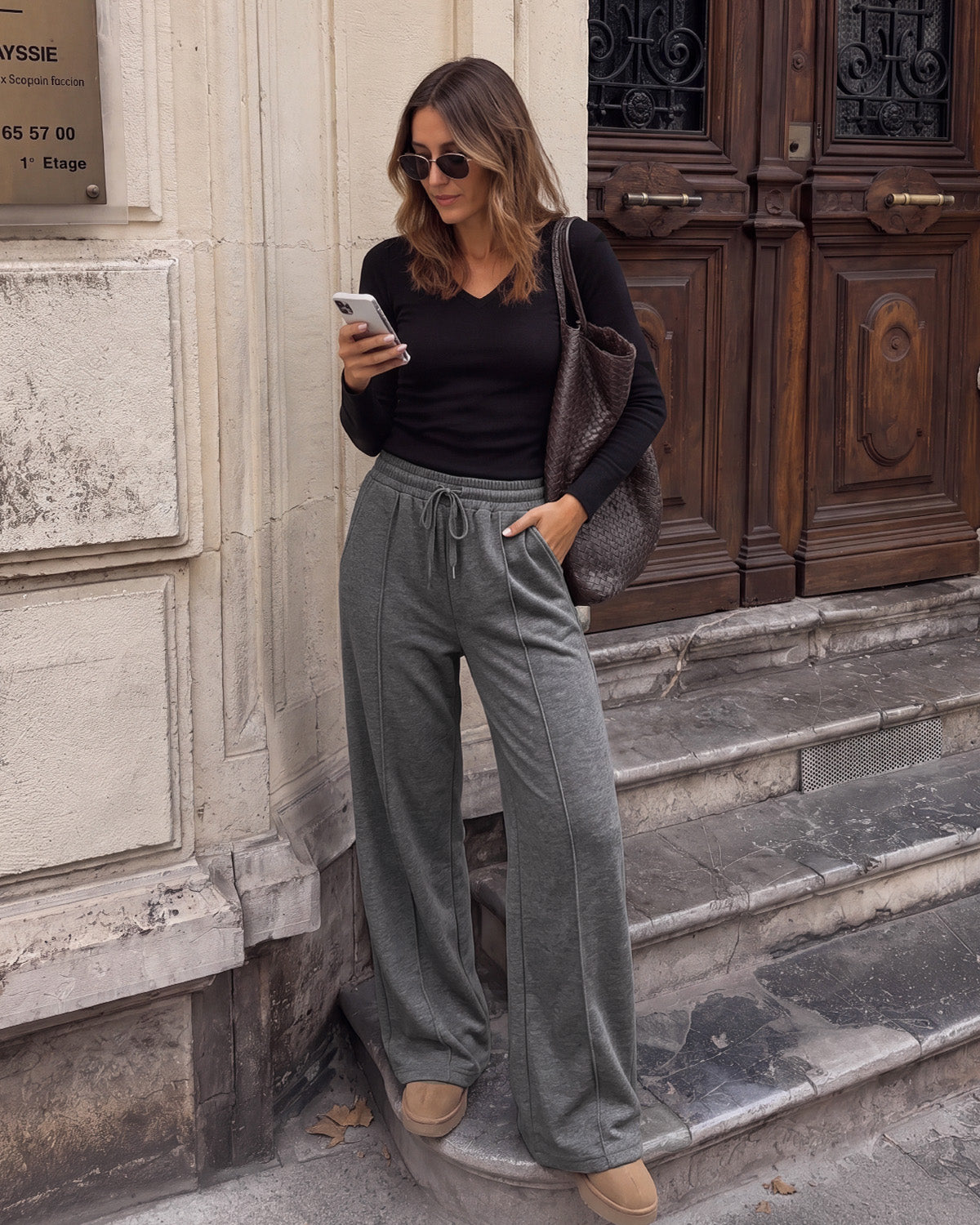 Tall Women's Wide Leg Sweatpants with Front Seam