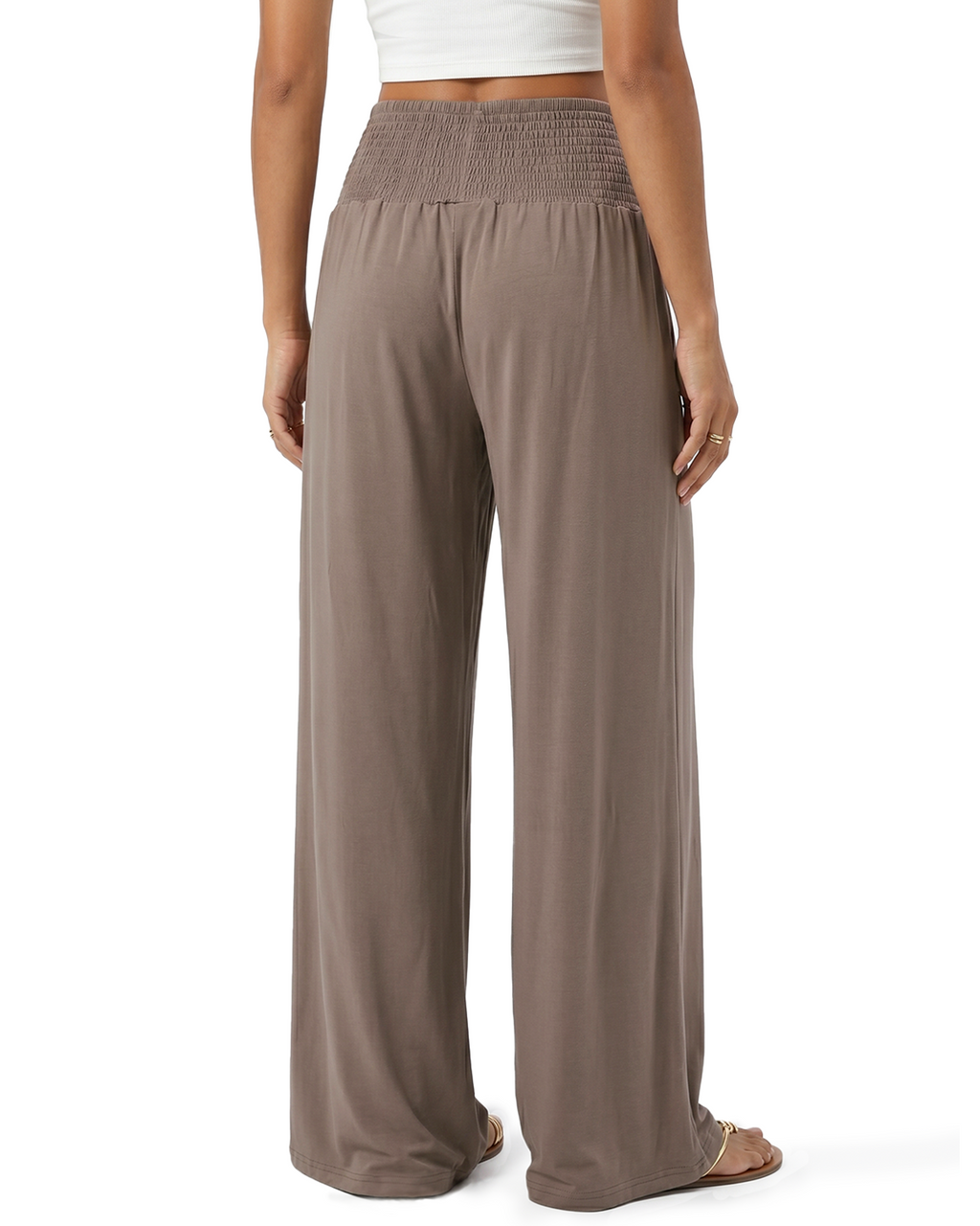 Tall Women's Smocked Waist Wide Leg Pants