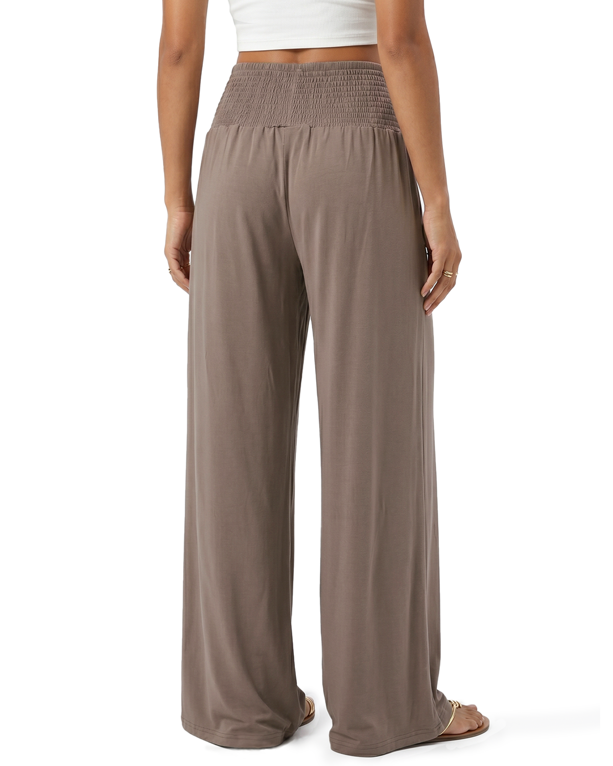 Tall Women's Smocked Waist Wide Leg Pants
