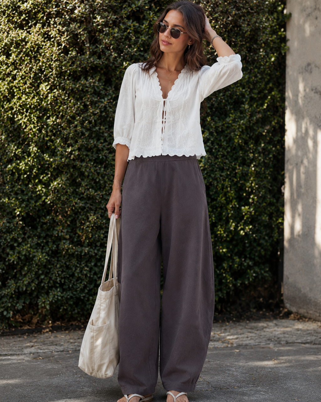 Tall Women's Cotton Stretch Barrel Leg Pants