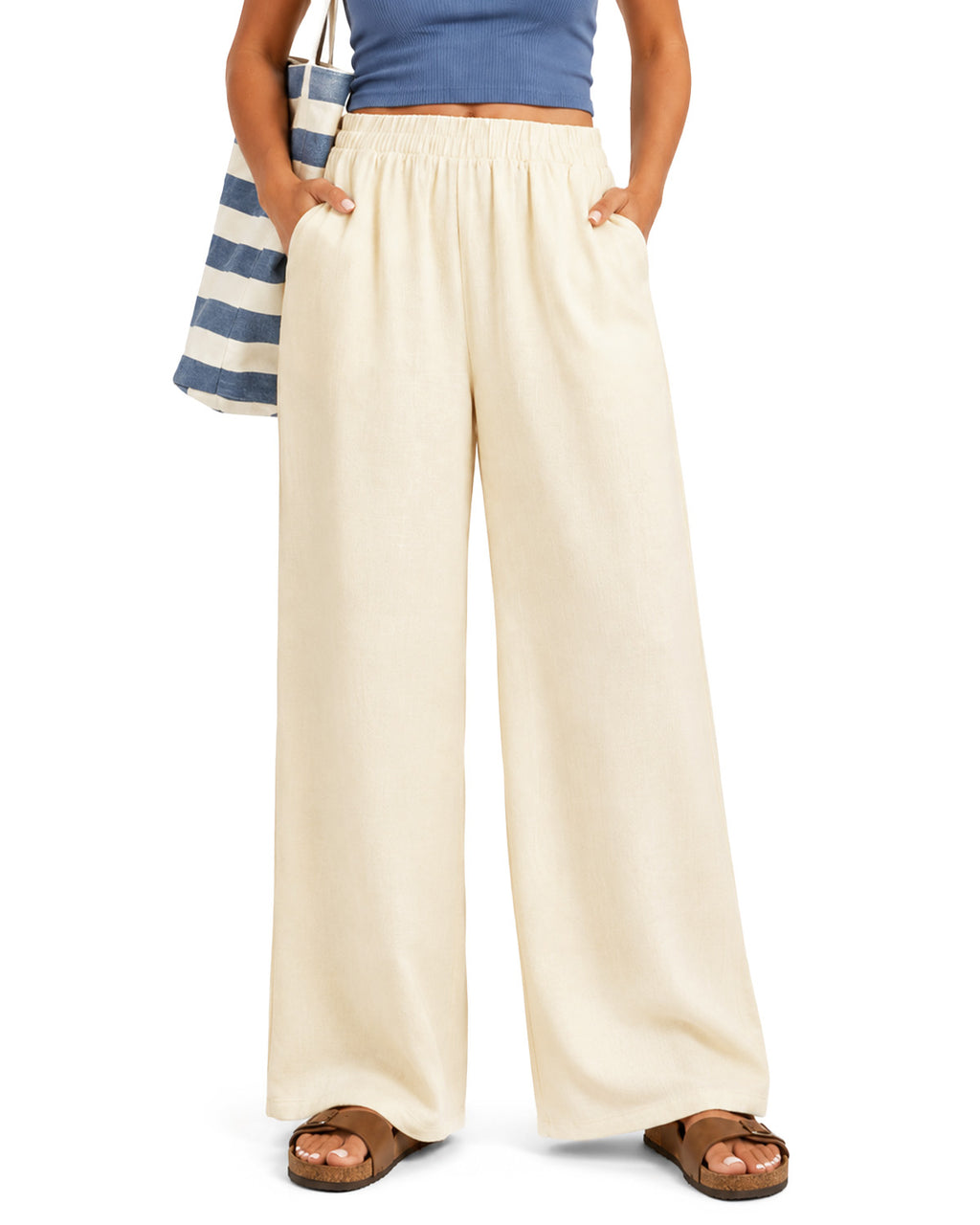 Women’s Tall Linen Wide Leg Pants with Pockets