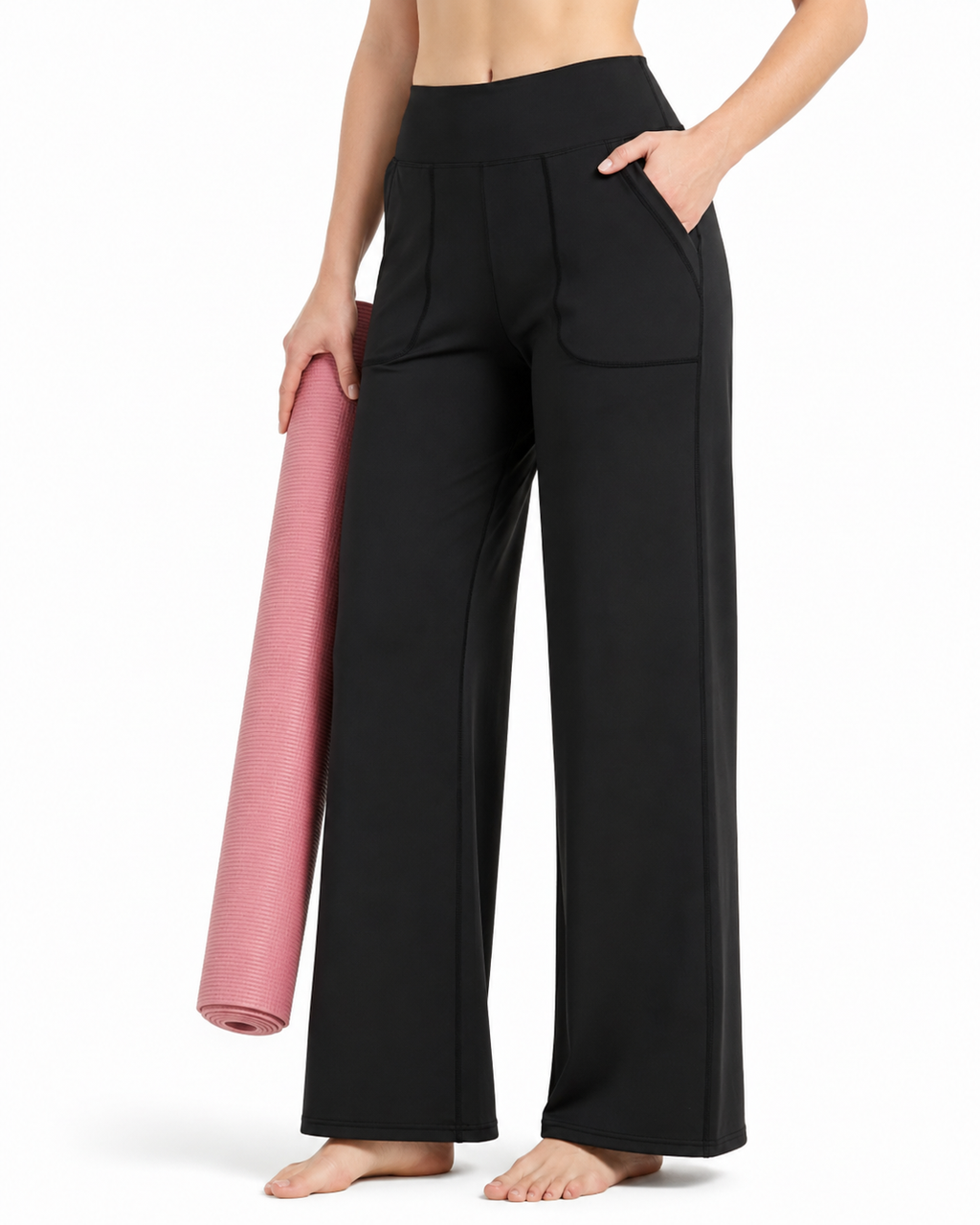 Tall Women's Wide Leg Yoga Pants with Front Pockets