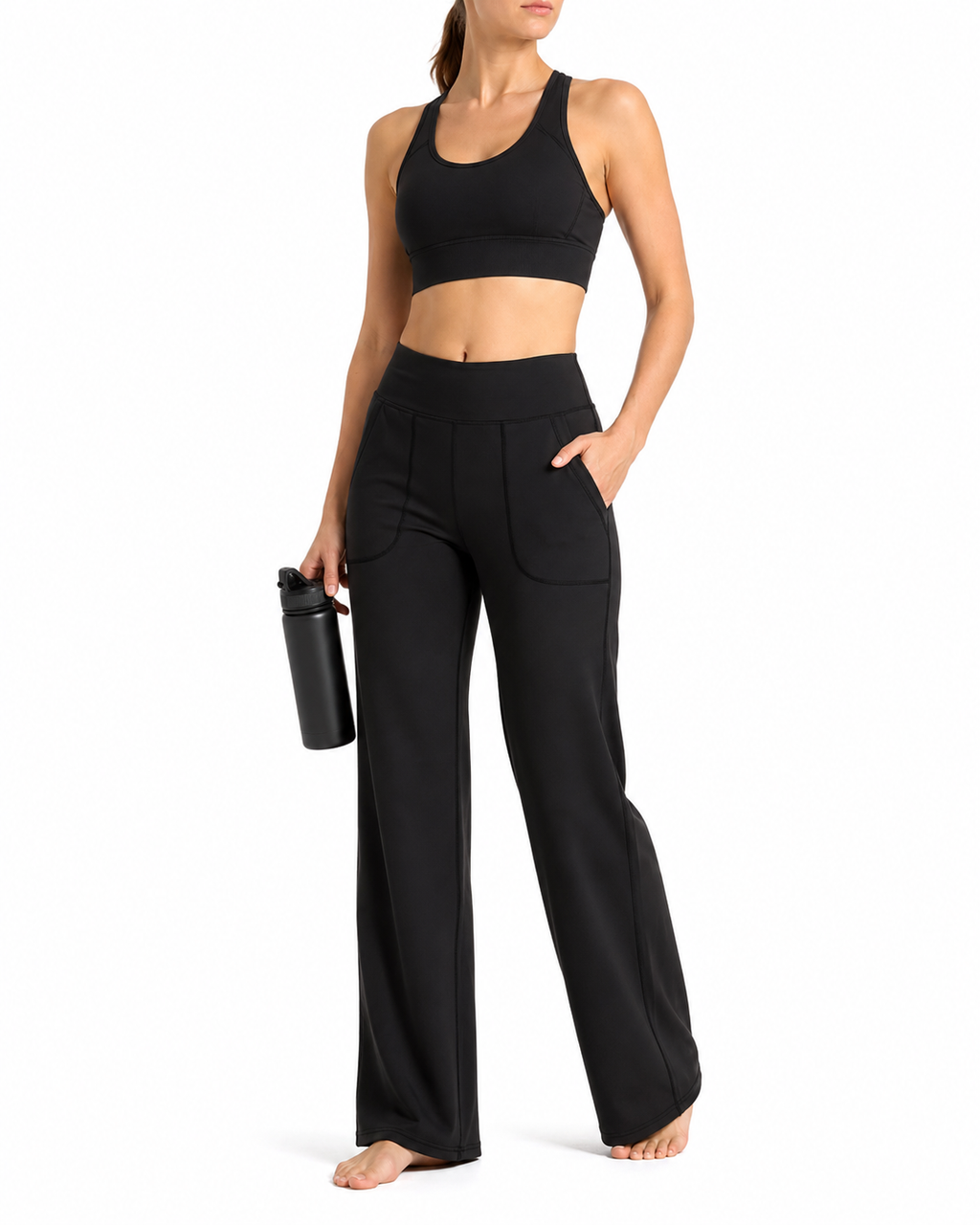 Tall Women's Wide Leg Yoga Pants with Front Pockets