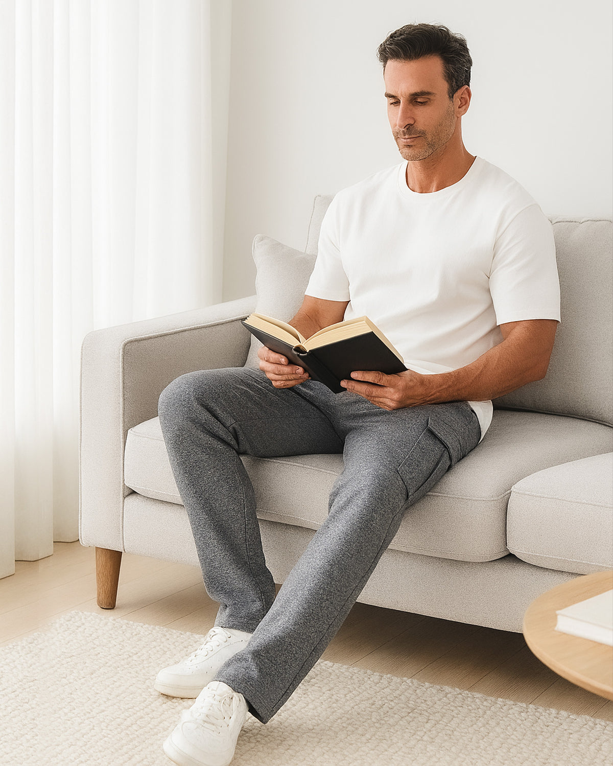 Tall Men's Cargo Sweatpants 33"/35" Inseam Straight Leg with Pockets