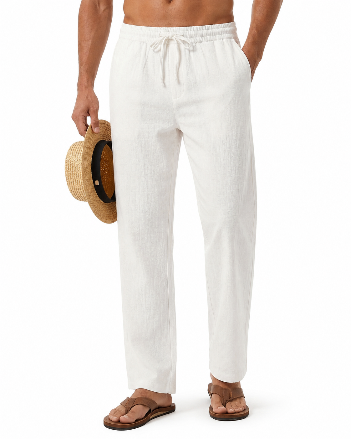 Tall Men's Linen Pants Straight Leg Relaxed Fit